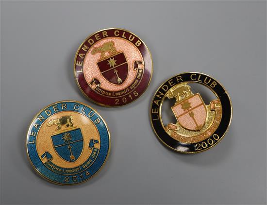 Twenty six Leander Rowing Club enamelled badges, 1990s-2000s